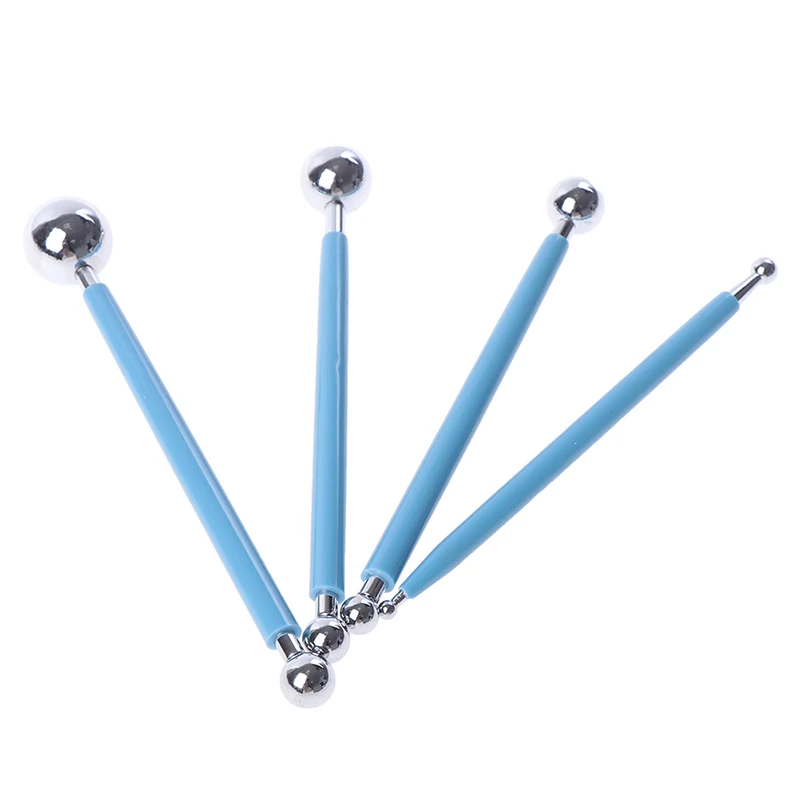4pcs/set Professional DIY Polymer Clay Tools Slime Tool Sculpture Tool Toys for Clay Carving Molding Ball Sticks Stainless Steel