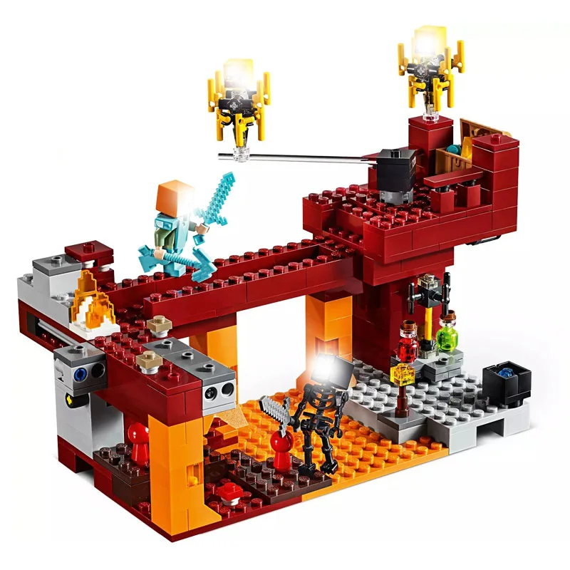 

11362 378pcs My World The Blaze Flame Bridge Building Blocks Compatible With Legoinglys 21154 Toys For Children