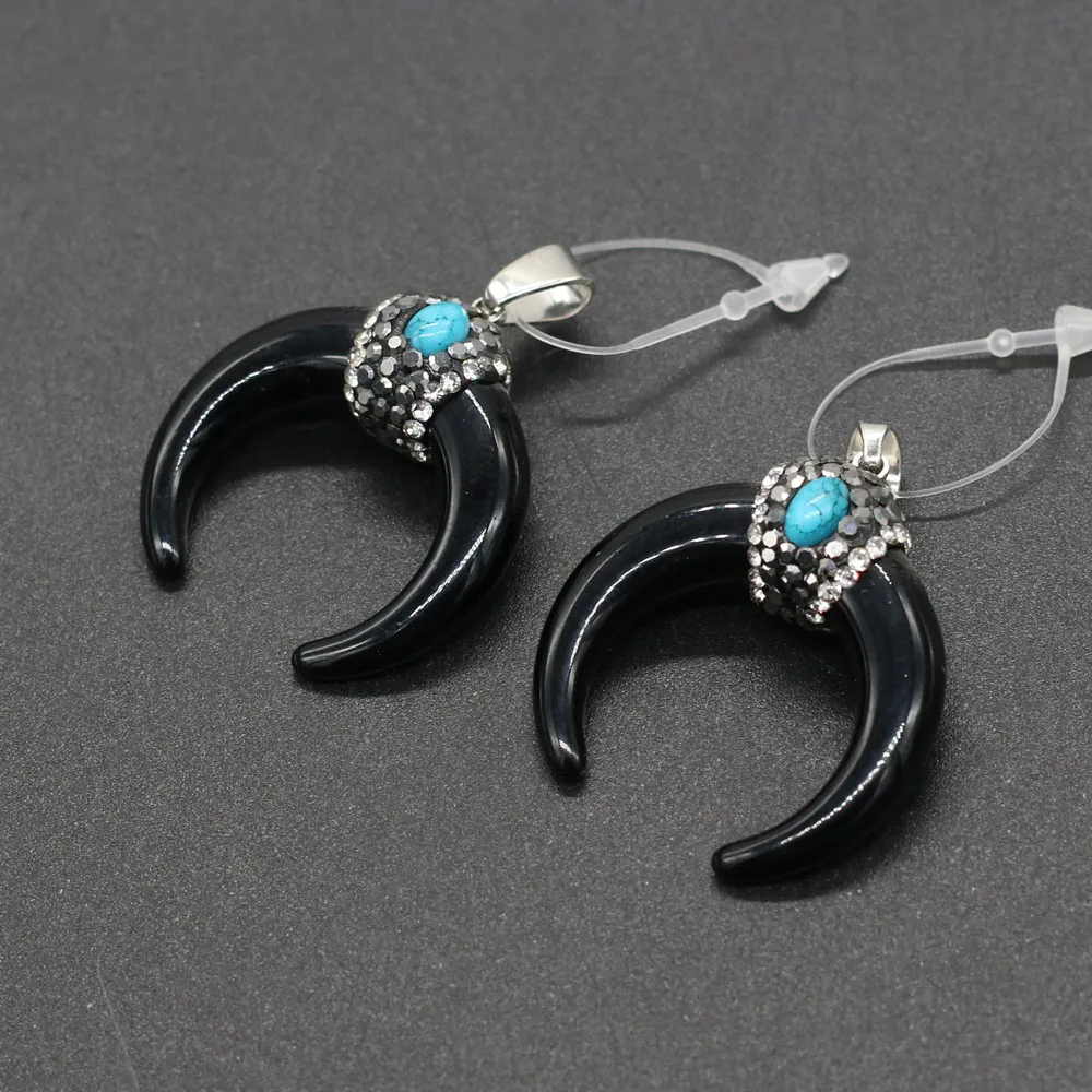

1pcs Crescent Moon Shape Cattle Bone Black Charm Pendant for Women Necklace Bracelet Earrings Accessories Jewelry Making DIY