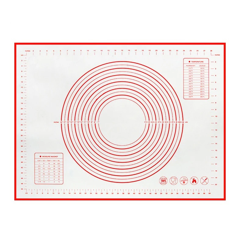1 шт силиконовый коврик для выпечки со шкалой прокатки теста коврик для замеса теста антипригарная Кондитерская печь лайнер Аксессуары для выпечки - Цвет: Red