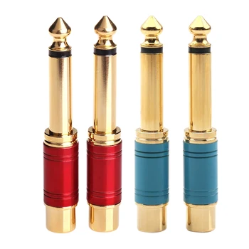 

6.35mm 1/4 inch Male Mono TS to RCA Female Interconnect o Adapter Conversion Plug (Blue 2 Pack)