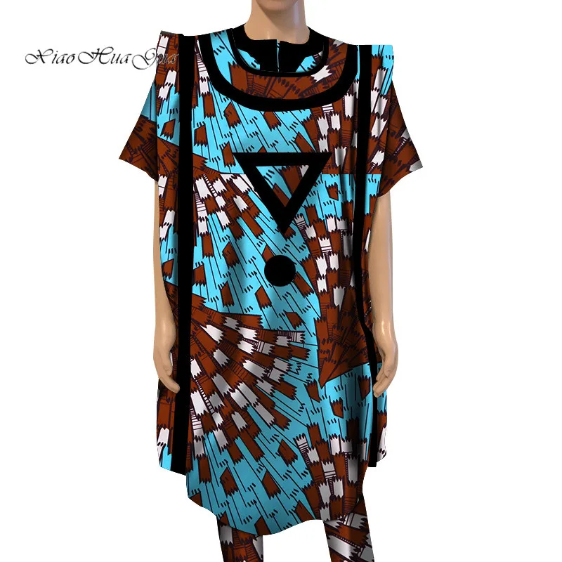 14 Dashiki Bazin Riche Ankara комплект из 3 предметов, короткий рукав, пальто и брюки, халат, африканская Повседневная Традиционная рубашка "Дашики", мужская одежда WYN566 - Цвет: 14