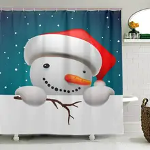 Водонепроницаемая полиэфирная ткань 3D Рождественская шторка для ванной комнаты занавеска Снеговик занавеска для душа s