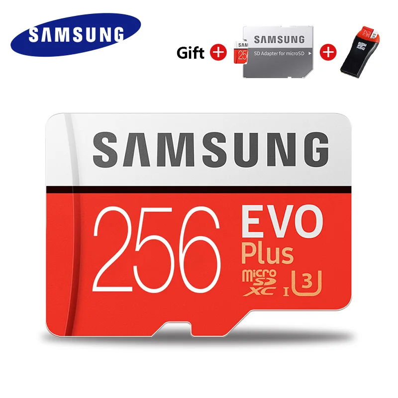 SAMSUNG карта памяти Micro SD карты 256 г 128 Гб 64 Гб оперативной памяти, 32 Гб встроенной памяти, 100 МБ/с. Class 10 U3 SDXC Класс EVO plus Micro SD слот для карт памяти TF, флеш-карта - Емкость: 256G and Card Reader