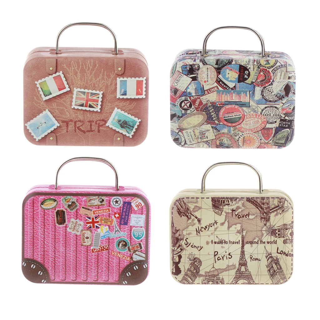 Миниатюрный винтажный чемодан багажная коробка для декора кукольного домика 1:6