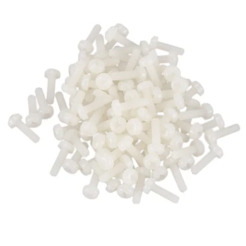 

100 Pcs M3x10mm Threaded Rod White Nylon Phillips Head Screws Bolts