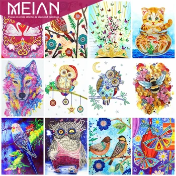

MEIAN Animal Diamond Painting Mosaic Animal DIY Needlework Diamond Embroidery Owl Handicrafts 24x34cm