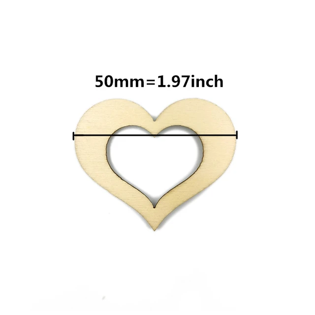 50pcs Wooden Hearts Paintable Wood Cutouts Unfinished Wood Heart Crafts  Hanging Pendants with Ropes 