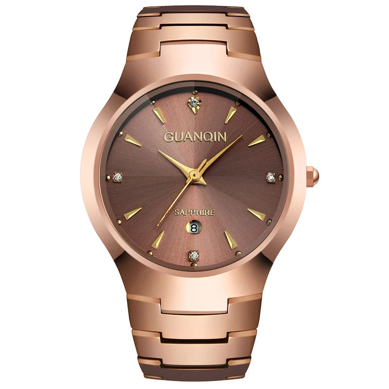 

GUANQIN GQ30018 calendar Mens Watches Top Brand Luxury Rose Gold Tungsten Steel Quartz Watch Mens Wrist Watches Male Clock