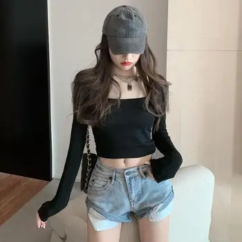 

PX2347 All-match top sexy short cropped T-shirt women