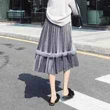 Популярные женские осенние плиссированные юбки с высокой талией, облегающие эластичные женские повседневные длинные юбки Pop 88