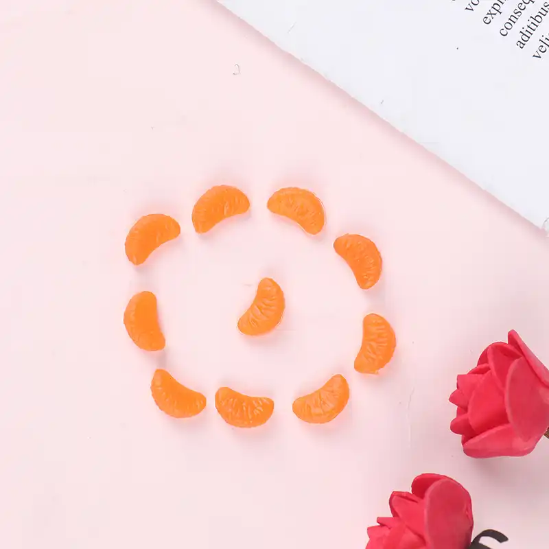10 個ミニオレンジ花びら樹脂粘土スライムビーズアクセサリー作り用品diyクラフトシミュレーション食品スライムチャーム モデリング粘土 Aliexpress