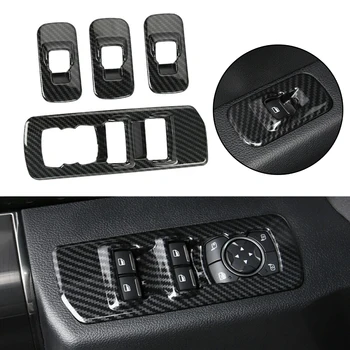 

ABS Carbon Fiber Car Window Switch Panel Overlay Cover Trim For Ford F150 2017-2020 Car Window Switch Button Panel Frame