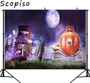 

Scopiso Halloween Pumpkin Carriage Children Dream Photography Backdrop Photo Background Studio Prop