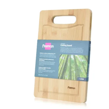 

Rectangular bamboo cutting board with ecological polishing handle