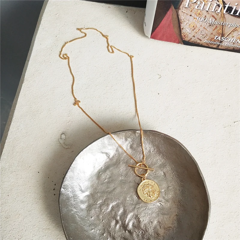 Silver Round Gothic Choker Pendant Necklace