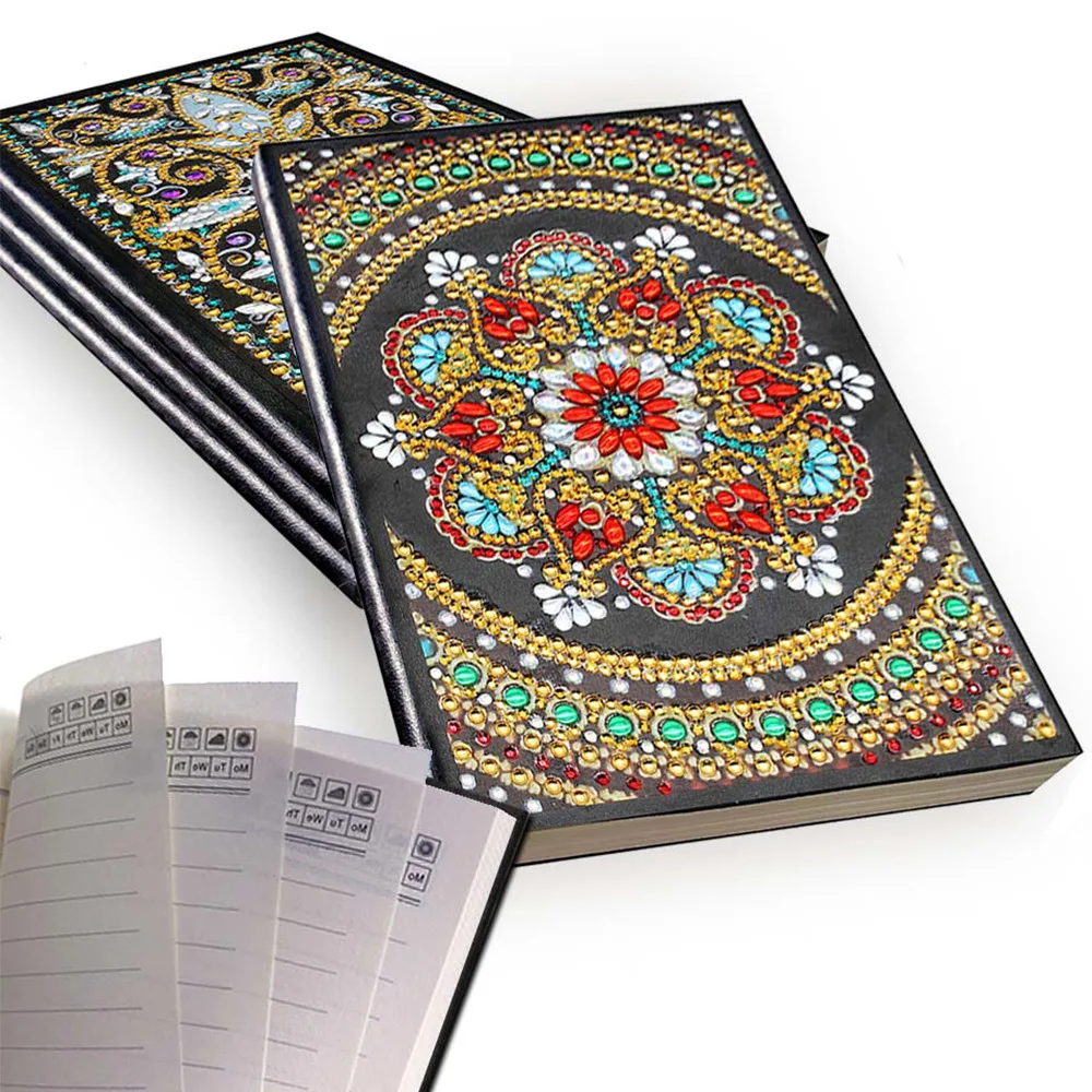 

Huacan Special Shaped Diamond Embroidery Notebook Diary Book 60 Pages Diamond Mosaic A5 Notebook Mandala Pictures