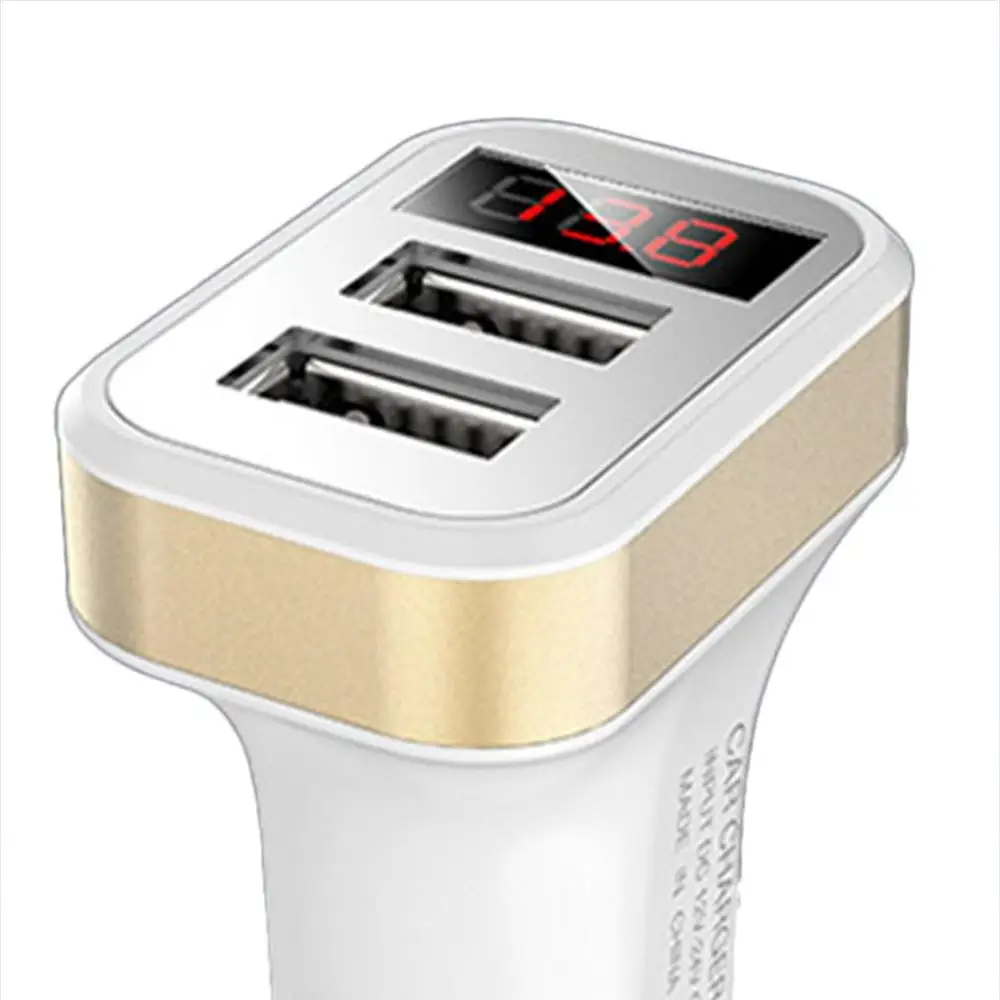 Автомобильное зарядное устройство с двумя usb-портами, цифровой светодиодный дисплей, 2 порта, автомобильное зарядное устройство для смартфонов, планшетов, 5 В, 2,1 А, быстрая зарядка