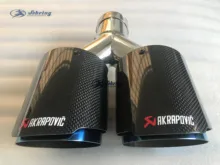 AKRAPOVIC car modified carbon fiber AK tube stainless steel blue double carbon car exhaust pipe tail muffler Car decoration