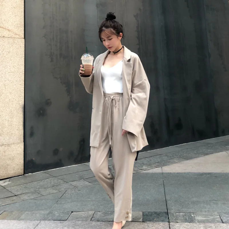 Set female 2019 spring and autumn new loose casual suit trousers two sets of temperament fashion solid color women's clothes