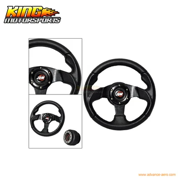 

Universal 320MM PVC Leather 6-Hole JDM Logo Steering Wheel With Horn Button USA Domestic Free Shipping