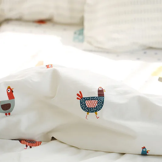 Мультяшная курица, хлопковая ткань, четыре предмета, простыни и комплекты постельного белья, ручная работа, ткань для постельного белья