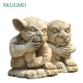 

Retro Little Monster Cement Decoration Garden Simulation Animal Sculpture Couple Gift Home Decoration Accessories