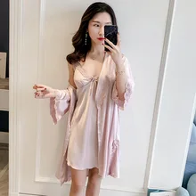 Шелковый халат, пижама и платье, набор, сексуальный халат, ночная рубашка, комплект одежды для сна, ночная сорочка, женские пижамы, платье подружки невесты, комплект халатов