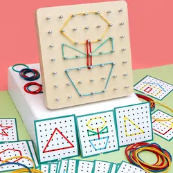 Montessori Wooden Geoboard Mathematical Manipulative Material Array Block Geo Board Graphical Educational Toy With Pattern Cards