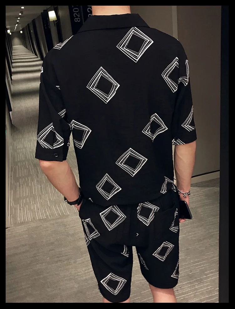 Stijl Afdrukken/комплект клубной одежды, г., футболки Zomer Vetement Homme En Korte, комплект из 2 предметов, футболки Barokke, Mannen
