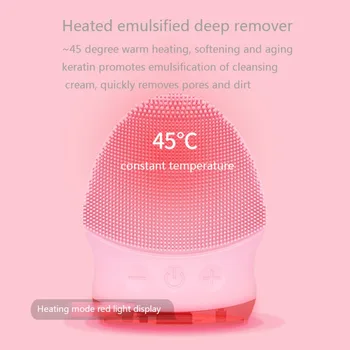 

Mini Warm Electric Face Cleansing Brush Silicone Sonic Vibration Cleaner Deep Pore Cleaning Skin Massage Face Clean Brush E2
