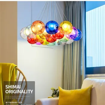 

Postmodern Art Creative Glass Chandelier Modern Ball Bedroom Dinner Duplex Loft Apartment Hotel Hall Led Hanging Lamp Fixtures