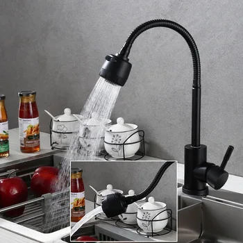 

Kitchen 360 Degree Rotatable Spout Single Handle Sink Basin Faucet Adjustable Solid Brass Pull Down Spray Mixer Tap Deck Mounted