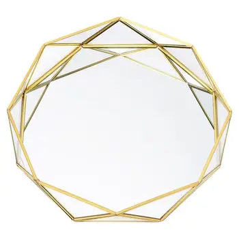 

Storage Tray Geometric Round Glass Plate Cosmetic Jewelry Storage Tray Nordic Ins Golden Western Cake Dessert Plates