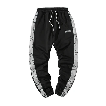 

New Arrival Elastic Sports Casual Pants Fashion Brand Loose Long Trousers Autumn Male Streetwear Patchwork Pants Plus Size