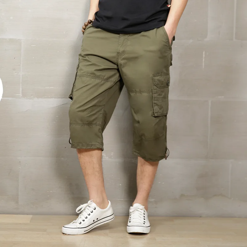 Mens Casual Cargo Shorts Below Knee 