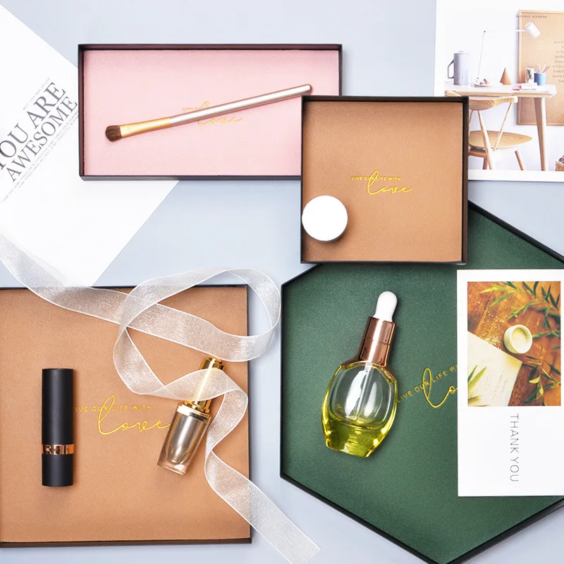 

Nordic PU Leather Rolling Jewelry Storage Tray Decorative Creative Geometric Polygon Desktop Cosmetic Tray Cake Fruit Dish Plate