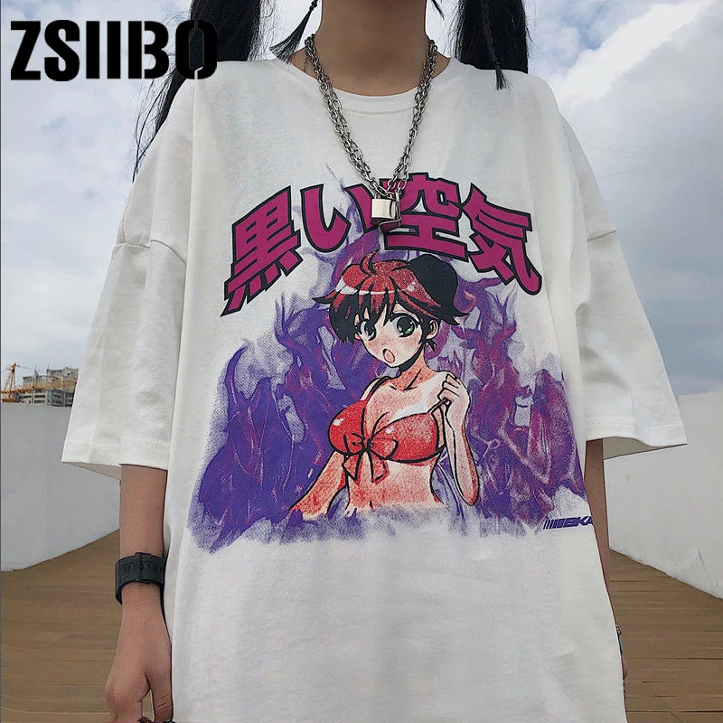 women Summer tee girl tops Goth Kawaii рубашка женская accessory album Harajuku style cartoon cute Devil print pink T-shirt