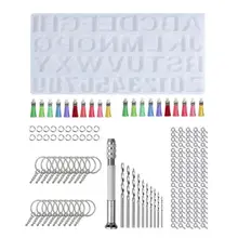 1 Set Crystal Epoxy Resin Mold Alphabet Letter Number Pendant Casting Silicone Mould DIY Crafts Keychain Making Tools