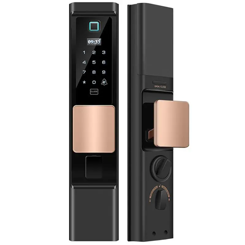 YOHEEN блокировка отпечатков пальцев, умные замки для дома, автоматический электронный биометрический дверной замок - Цвет: Black