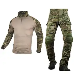 Zuoxiangru тактическая камуфляжная военная форма, костюм для мужчин, армейская одежда США, рубашка в армейском стиле + брюки карго наколенники