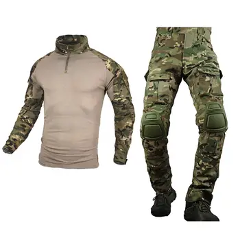 

zuoxiangru Tactical Camouflage Military Uniform Clothes Suit Men US Army clothes Military Combat Shirt + Cargo Pants Knee Pads