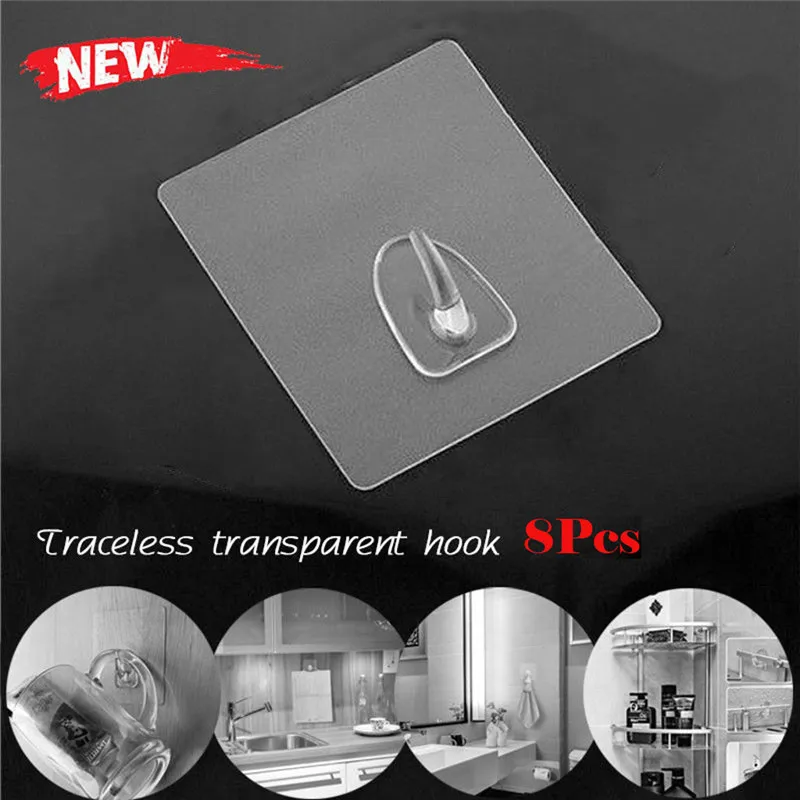 8PCS ISHOWTIENDA крепкие прозрачные крючки на присоске, настенные крючки для кухни, ванной комнаты, 6*6 см, лидер продаж, настенные крючки, 30 шт - Цвет: 8PCS