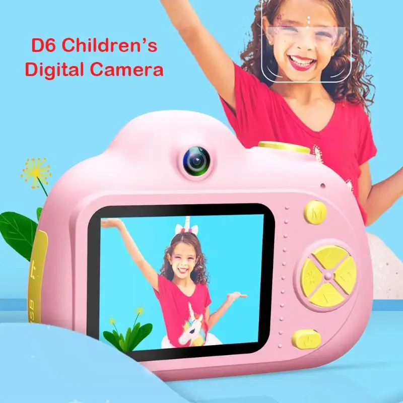  D6 2.0 inch Kids Mini Digital SLR Camera 32GB Photo Video Camera for Children Smiley Blinking Timed