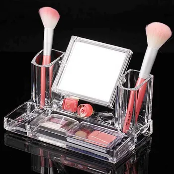 

Transparent Acrylic Cosmetics Storage Box Fashion Multi-function Makeup Beauty Organizer Box With Mirror