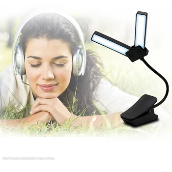 

Adjustable Portable Music Stand Clip Light Brightness Book Lamp USB Rechargeable Book Light Home Foldable Arm with US Plug