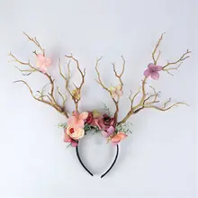 

Gothic Antlers Deer Horns Branch Flower Twig Hair Band Headband Cosplay Fancy Head Dress Christmas Costume Hairband Photo Props