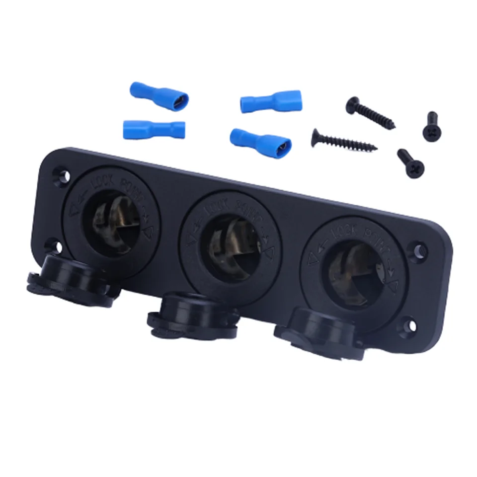 

Wholesale price online in stock 3 Triple Socket 12V/24V Car Cigarette Lighter with USB Power