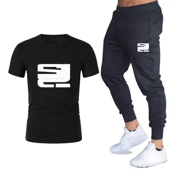 

Cross border wholesale men's casual T-shirt set business thin cotton T-shirt set loose sports s-2xxl leisure