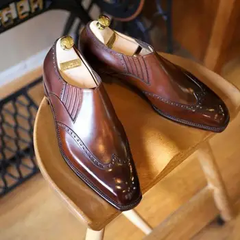 

High Quality New Fashion Men Pu Leather Buckle Business Shoe Vintage Casual Classic monk strap Shoes Zapatos De Hombre HA449